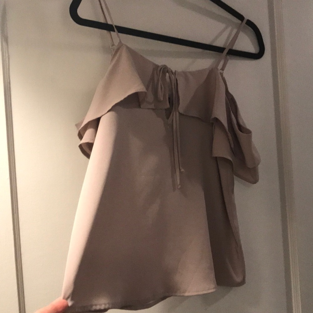 Dressy off the shoulder tank champagne color